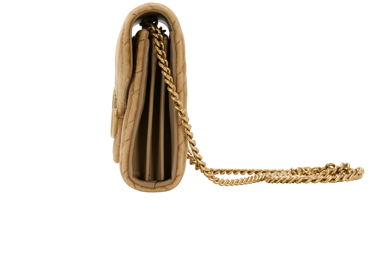 GG Marmont Wallet On Chain, &pound;495, Handbags, Brown, Velvet, Bottom view